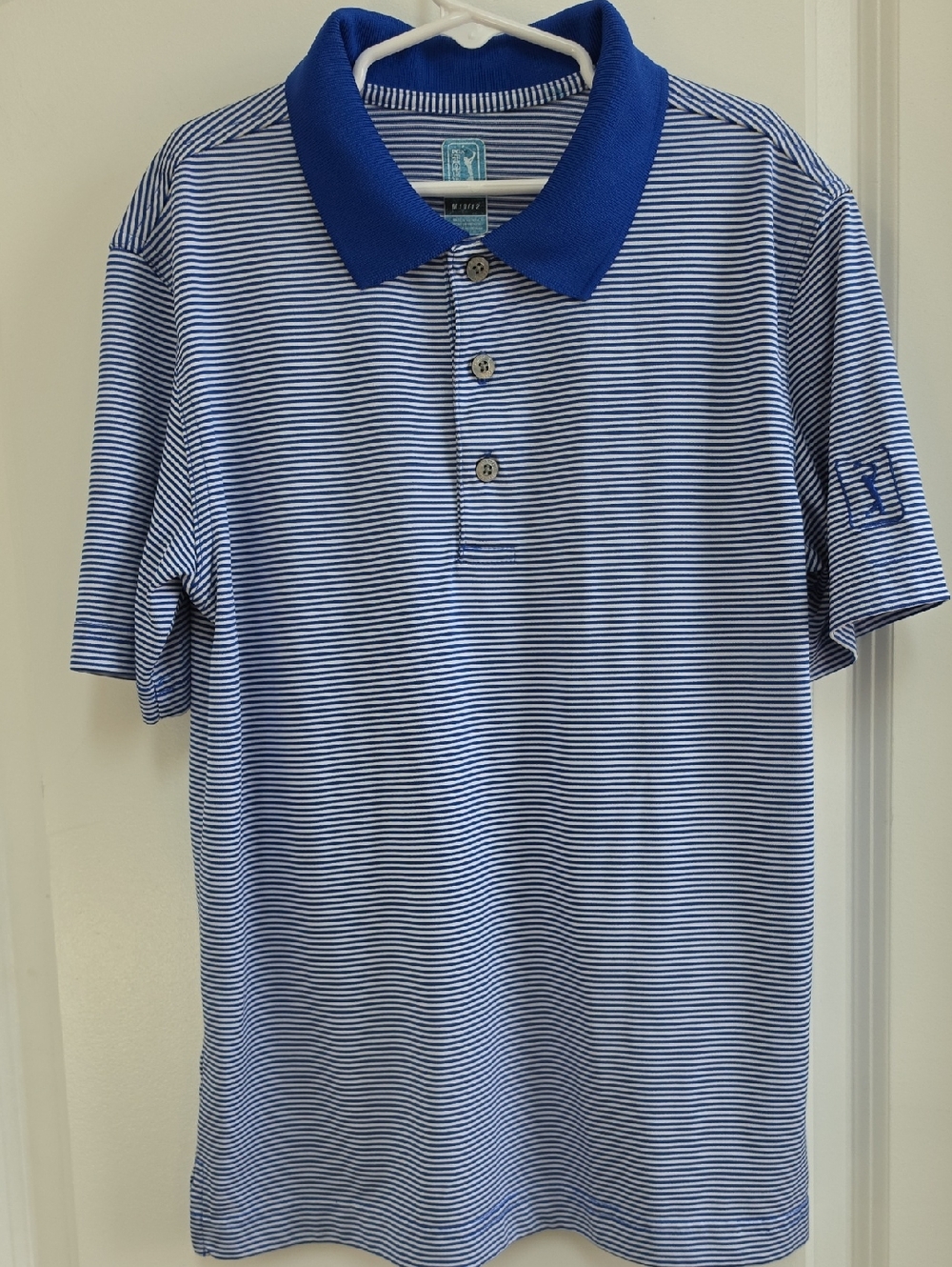PGA Tour Royal Blue & White Striped Polo